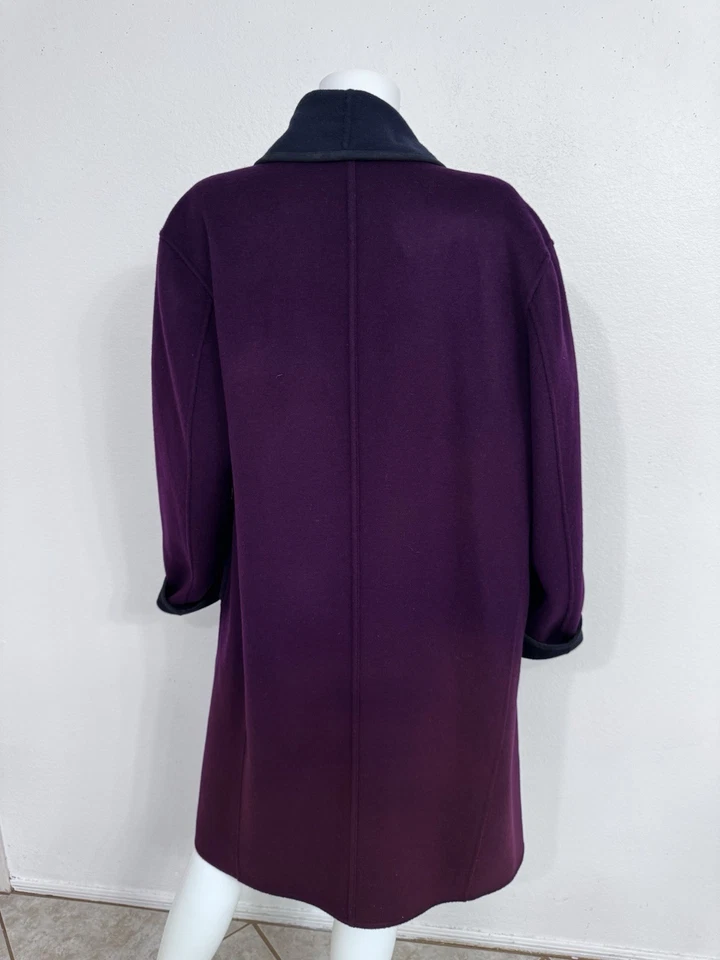 Abrigo Akris 100% Cachemira Doble Cara Berenjena Berenjena Reversible a Azul Talla 1 Foto 3 de 4