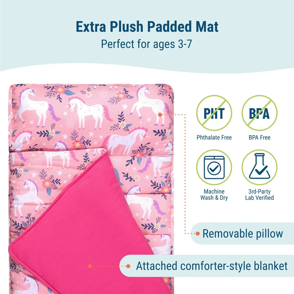 Alfombrilla de siesta original para niños - Acogedora alfombrilla para dormir para niños con almohada, ideal para la escuela y el té... Foto 3 de 4