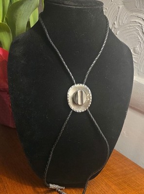 EGE 93 Bolo Tie CowBoy/CowGirl Hat Adjustable Cord USA Made Western Silver Tone