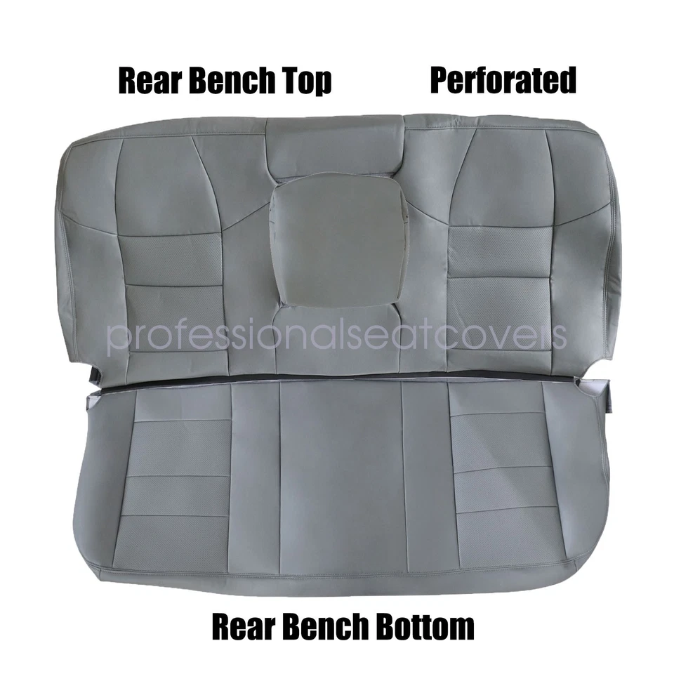 8 x Cubierta de asiento de cuero PERF delantera y trasera gris para Ford F250 Super Duty 2002-2007 Foto 4 de 4