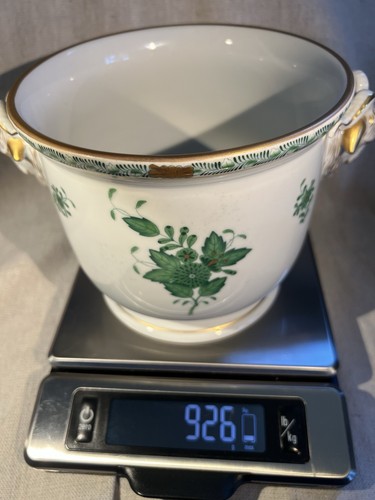 Herend Ram Head Cache Pot Planter Beautiful Chinese Bouquet Green Apponyi 7283 - Picture 20 of 20