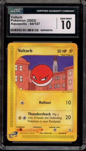 Pokemon Voltorb Aquapolis #64 CGC 10 Gem Mint