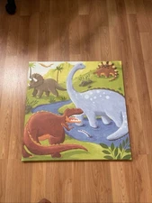 Oopsy Daisy Too Dinosaur Wall Art Painting Fine Art for Kids Nursery Decor 21x21