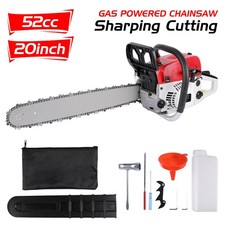 Fuel-Efficient 52CC Gas Chainsaw w/ 20" Bar Low-Kickback Chain for Wood Cutting