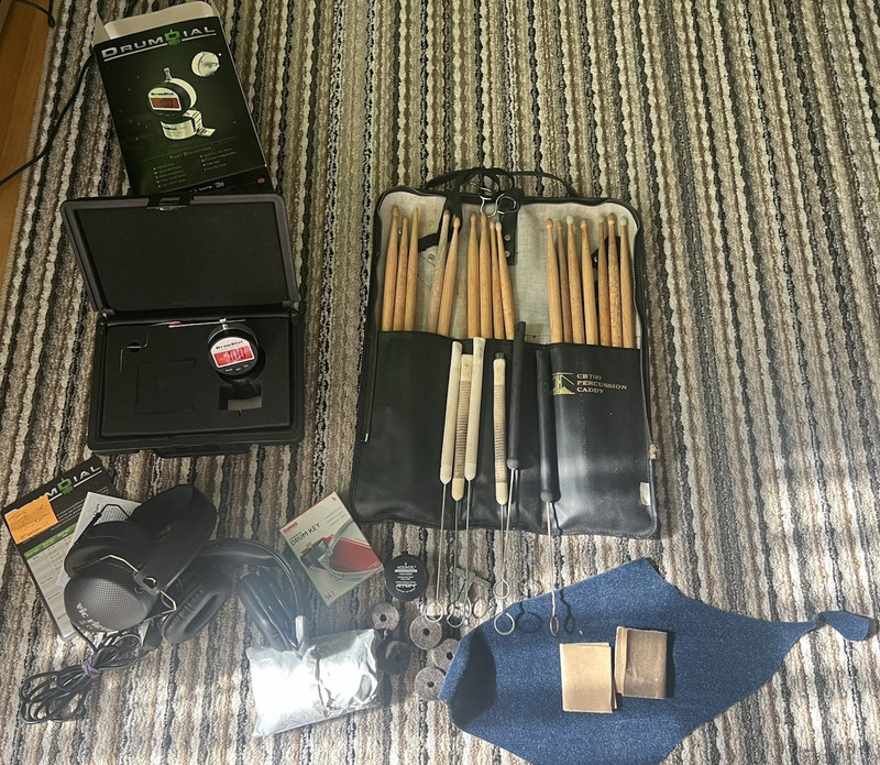 Drummers accessories lot Vintage and New Lot Headphones  Drum Dial and more