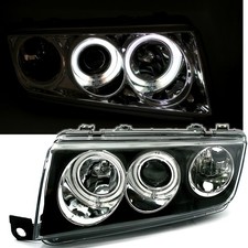 CCFL Angel Eyes Headlights Black Set For Skoda Fabia 6Y 12/1999-3/2007