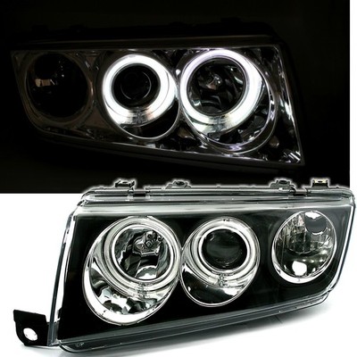 CCFL Angel Eyes Scheinwerfer Schwarz Set für Skoda Fabia 6Y 12/1999-3/2007