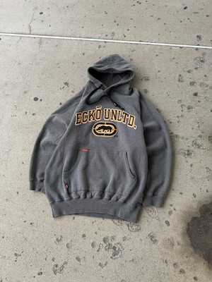 Y2K Ecko Unltd. Mens Gray Pullover Fleece Hoodie Cotton Blend Rhino Graphic Xl