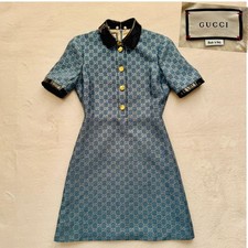 USED GUCCI 2022AW GG JACQUARD DRESS, SIZE 36, METAL BUTTONS ACCEPTABLE