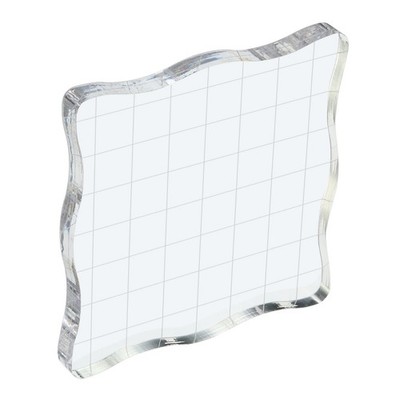 3'' x 3'' Acrylic Stamp Block Clear Stamping Block with Grid Lines Wave
