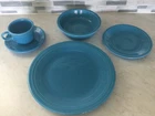 FIESTAWARE 5 PIECE PLACE SETTING PEACOCK BLUE USA MADE