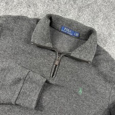 Polo Ralph Lauren Sweater Mens Large Gray Quarter Zip Mock Neck Knit Pullover