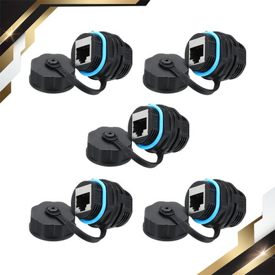 #ad 5Pack RJ45 Panel Mount Coupler Bulkhead Ethernet Connector Blue $23.44