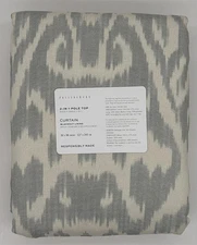 Pottery Barn Vega Ikat Linen Cotton BLACKOUT Drape Curtain (1) ~ 50 x 96 ~ Blue