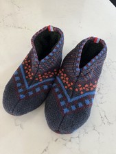 Bombas Fair Isle Gripper Slipper Size Large Navy Blue