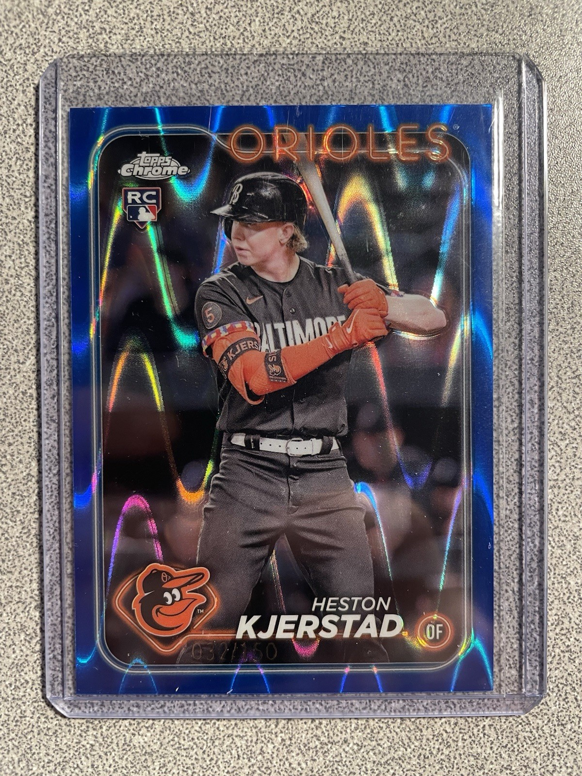 2024 Topps Chrome Heston Kjerstad #142 Blue RayWave Refractor 032/150 RC Orioles