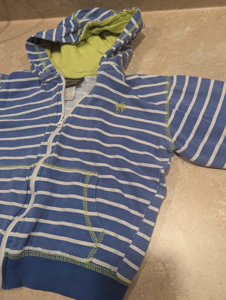 Nanette Boyz Wear Full-Zip Zip-Up Hoodie Sweater Sweatshirt Blue Stripe Cotton 5 - Image 3 of 4