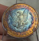 1897 MORGAN DOLLAR GEM BU RAINBOW TONER REVERSE BULLSEYE TONED — photo 8
