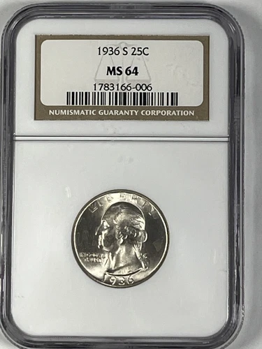 1936-S Washington Quarter : NGC MS64