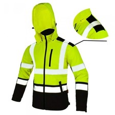 Artmas Classic Vis Hi Vis Softshell Work Jacket Reflective Safety Hooded