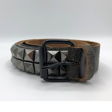 Nietengürtel - Gürtel mit schwarzen Pyramidennieten - 2-Reihig - B020G - Echtled