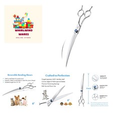 Japanese Stainless Steel 8" Curved Grooming Scissors for Pets - Lightweight