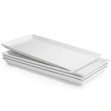 White Serving Platters Porcelain Serving Trays for Parties Large Rectangular ...