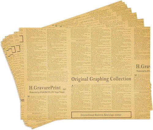 Juvale 12 Sheets of Kraft Paper - Vintage Newspaper Wrapping Paper ...