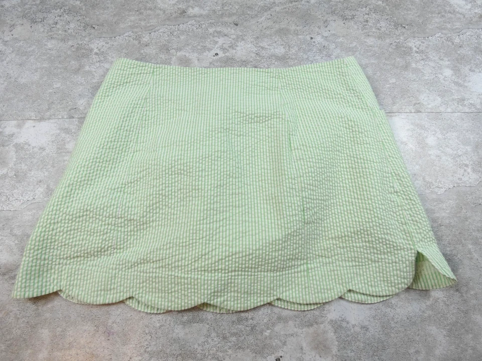 Falda Lilly Pulitzer Mujer 8 Verde Blanco Tira Seersucker Dobladillo Festoneado Foto 2 de 4