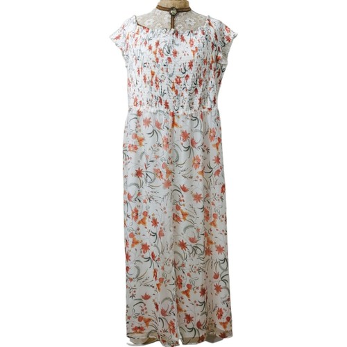 CeCe floral smocked chiffon maxi dress 7439903 size3x