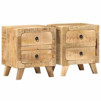 Nachttisch2Er Set 40X32X46 Cm Raues Massivholz Mango