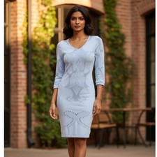 Intimately Free People Dress Womens Sz XS/S Blue Bodycon Long Sleeve Knit Casual