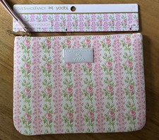 LoveShackFancy Yoobi Blooming Heirloom Pink Pencil Makeup Accessory Case w Strap