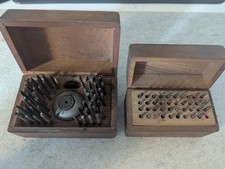 2 Vintage Watchmaker Staking Tool Punch Sets with Wood Cases.