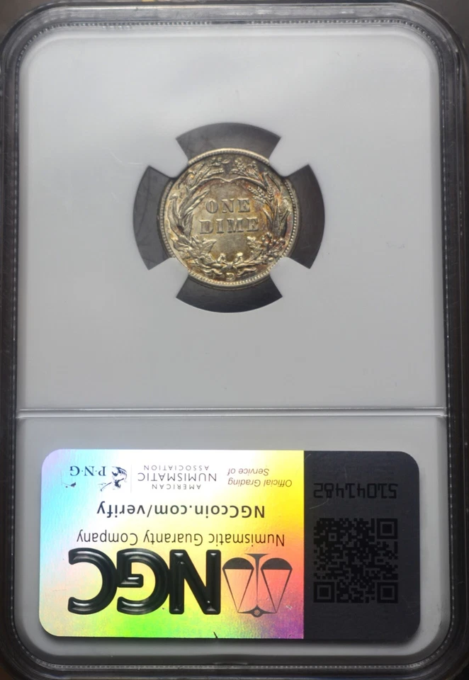 1912-D BARBER SILVER DIME PCGS AU58 TONED - Image 4 of 4