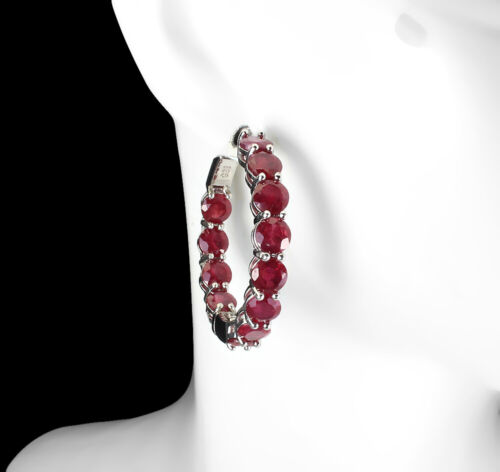 Sommer 925 Silber Ohrringe Rund Rubin 4.5mm Natürlicher Edelstein Schmuck - - Bild 2 von 10