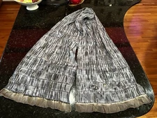 Scarf  Blue, LightGray, And Dark Gray Oblong Head Wrap Long Soft 78" X 16"