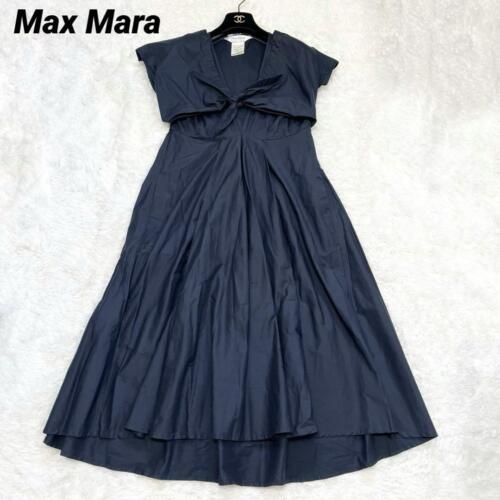 Max Mara White Tag Long Dress Cotton Navy - image 1