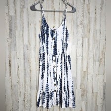 JAPNA Tie Dye Button Up Dress Large Smocked Back Sleeveless Tiered