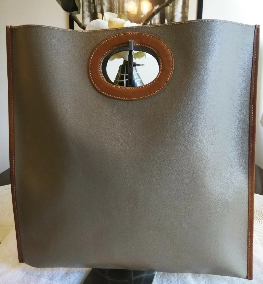 Trussardi XL серый и коричневый галечной кожи застежки Дамская сумка Xlnt состоянии!! - Изображение 4 из 4