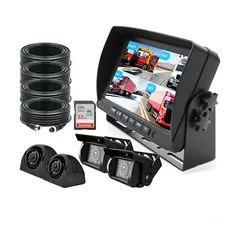 7" Quad Monitor DVR Video Recorder 4CH AHD 1080P Side Rear Camera 32GB For Truck