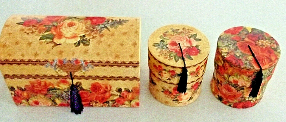 CAJAS DE CARTÓN DECORATIVAS PUNCH STUDIO 82871 Rosas 9" Pecho y 2 @ 4" Cilindro Foto 2 de 4