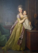 oil painting handpainted on canvas "a lady and her daughter"