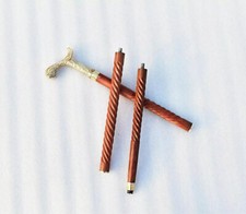 Brass Derby Designer Handle Brown Spiral Wooden Walking Stick Cane Father's Gift