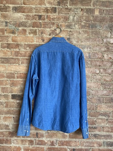 Michael Bastian Men’s Shirt, Sz 15.75/40 Medium Linen/Cotton Blue Italy - Picture 6 of 12