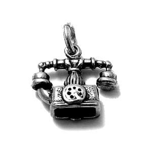 925 Sterling Silber 3D Telefon Anhänger - Bild 1 von 1