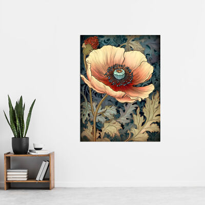 William Morris Style Peach Anemone Flower Bloom Huge Wall Art