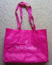 Vera Bradley Bright Hot Pink Reusable Tote Shopping Bag 15x11.5x5.5