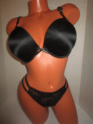 $65 VICTORIA'S SECRET BOMBSHELL PLUNGE BRA ~ SEXY LACE THONG SET~ 38D/L ~ NWT
