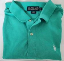 U.S. Polo Assn. Performance Pique Polo Shirt Men's Large Teal 2 Button S14002